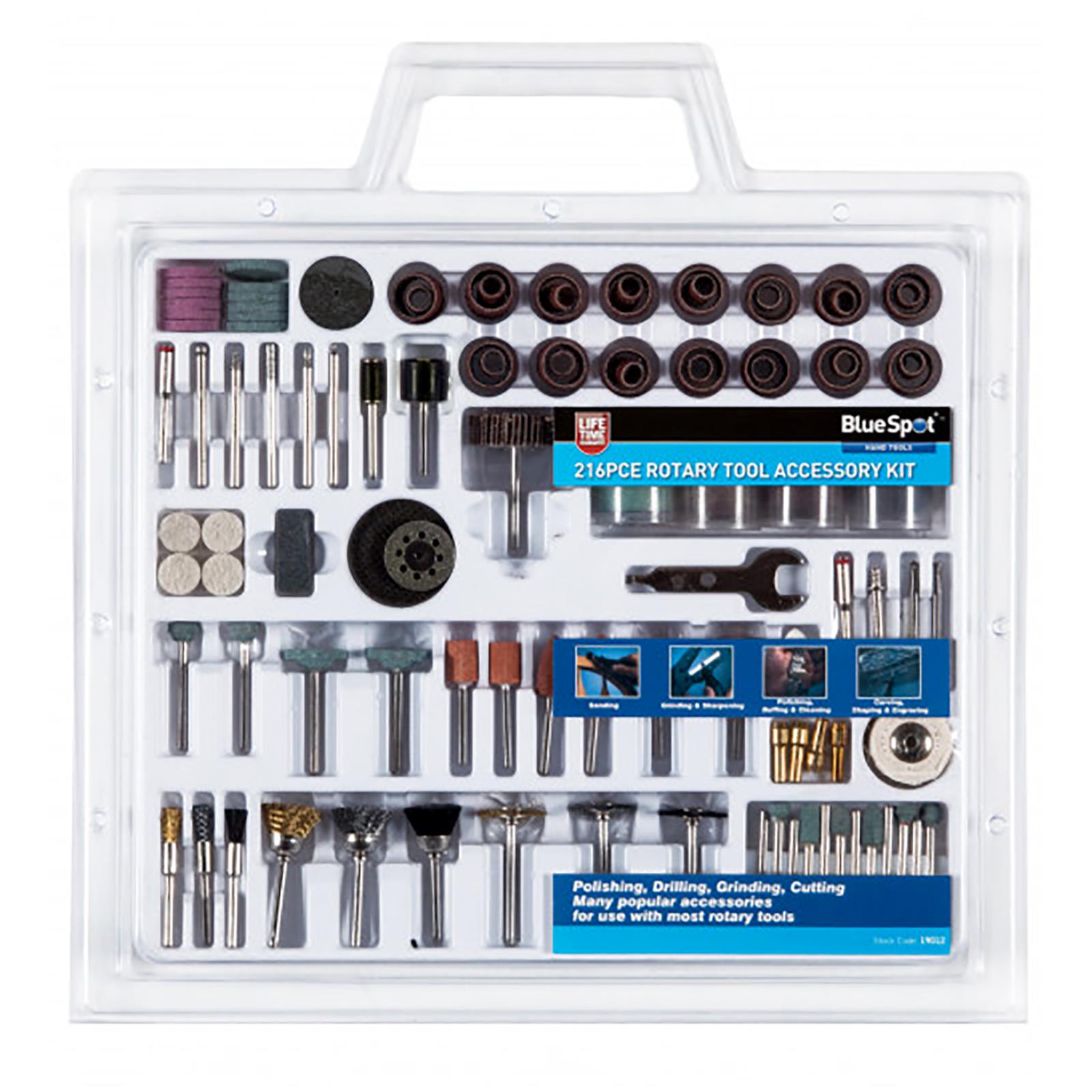 BlueSpot Rotary Tool Accessory Kit 216 Piece