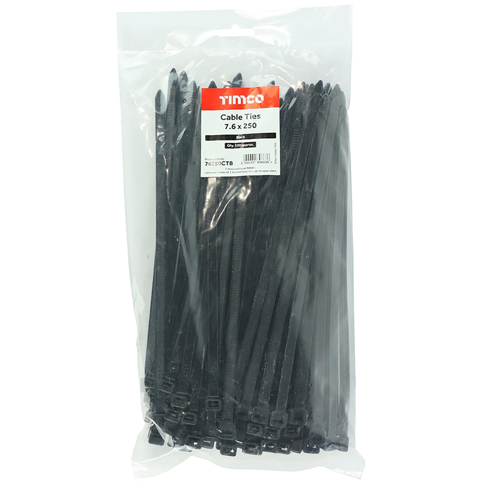 TIMCO Cable Ties Tie Wraps Black BS EN 62275 - Choose Size