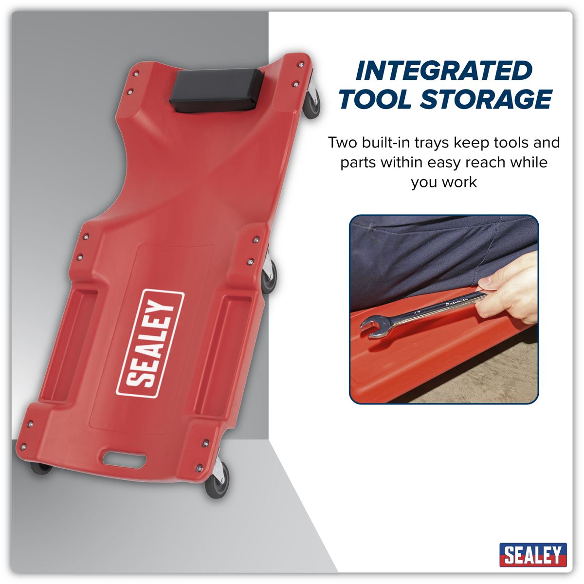 Sealey Composite Creeper with 6 Wheels