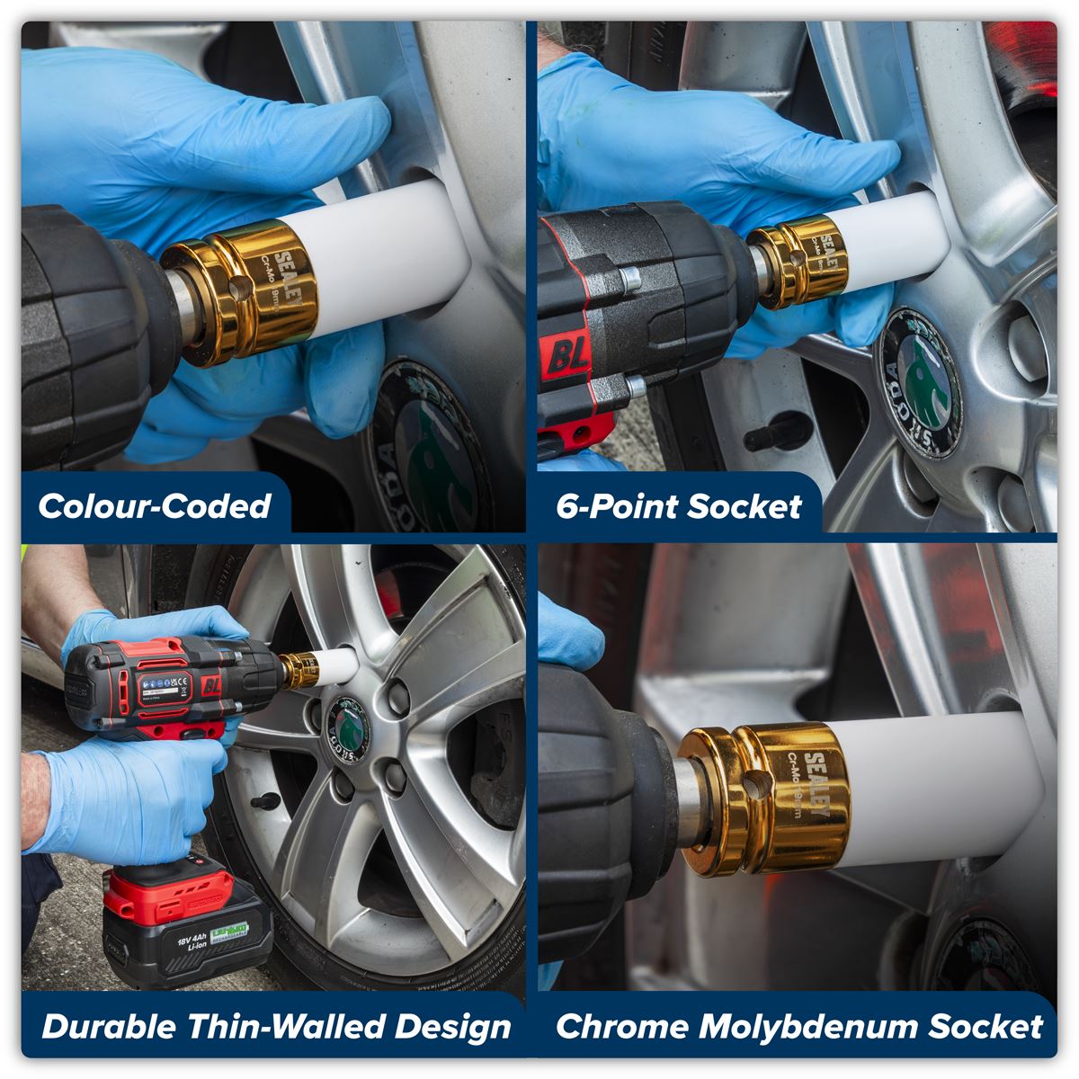 Sealey Alloy Wheel Impact Socket 1/2"Sq Drive 19mm  White Rose Tools