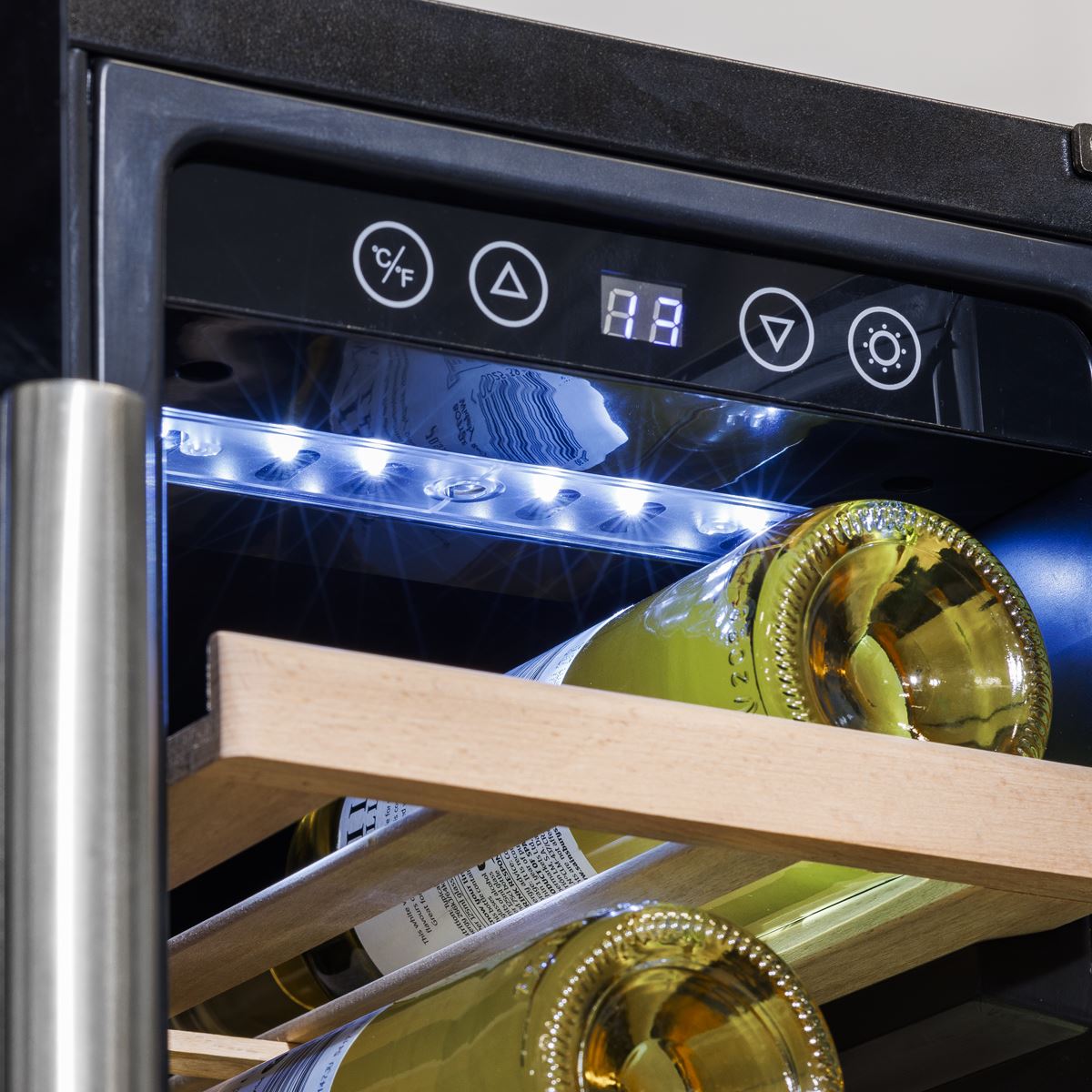 Baridi 60cm Dual Zone Wine Cooler and Drinks Fridge 40 Bottle/120 Can Built-In Under Counter/Freestanding Glass Fronted Bar Drinks Fridge Chiller