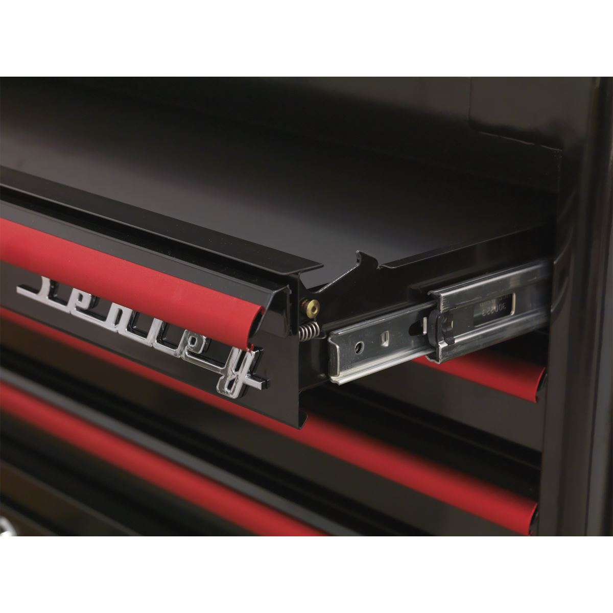 Sealey Premier Retro Style Wide Topchest & Rollcab Combination 10 Drawer-Black with Red Anodised Drawer Pulls 