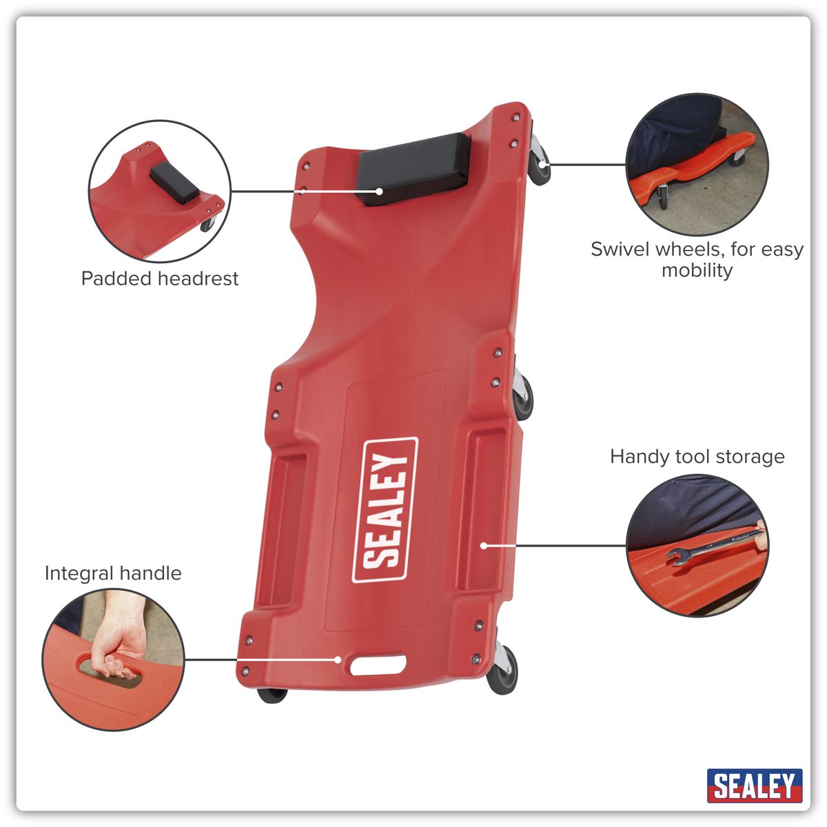 Sealey Composite Creeper with 6 Wheels