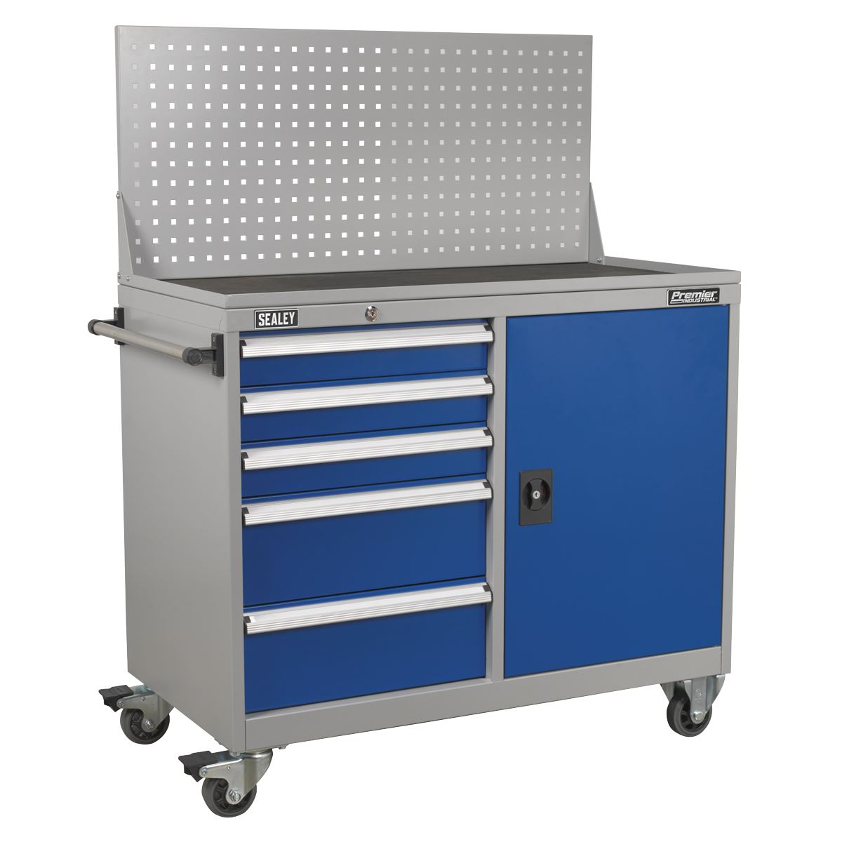 Sealey Premier Industrial Industrial Mobile Workstation 5 Drawer & 1 Shelf Locker