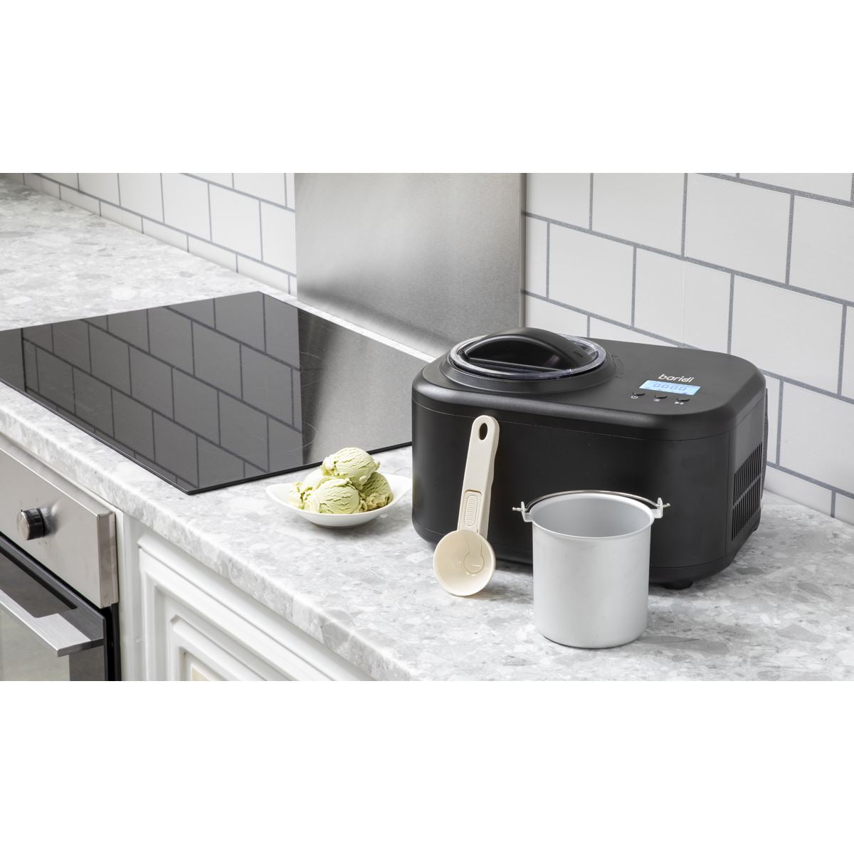 Baridi Automatic Churning Ice Cream Machine 1L - Black  White Rose Tools