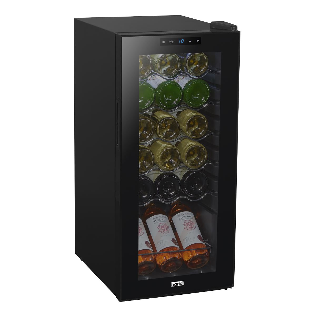 Baridi 18 Bottle Wine Fridge with Digital Touchscreen Controls & LED Light, Black
