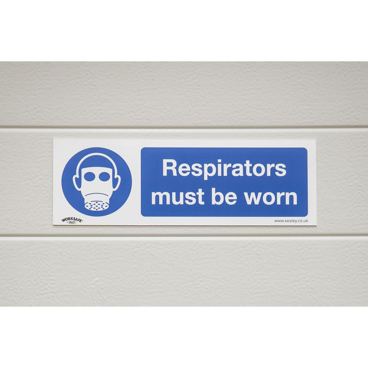 Worksafe by Sealey Mandatory Safety Sign - Respirators Must Be Worn - Self-Adhesive Vinyl - Pack of 10