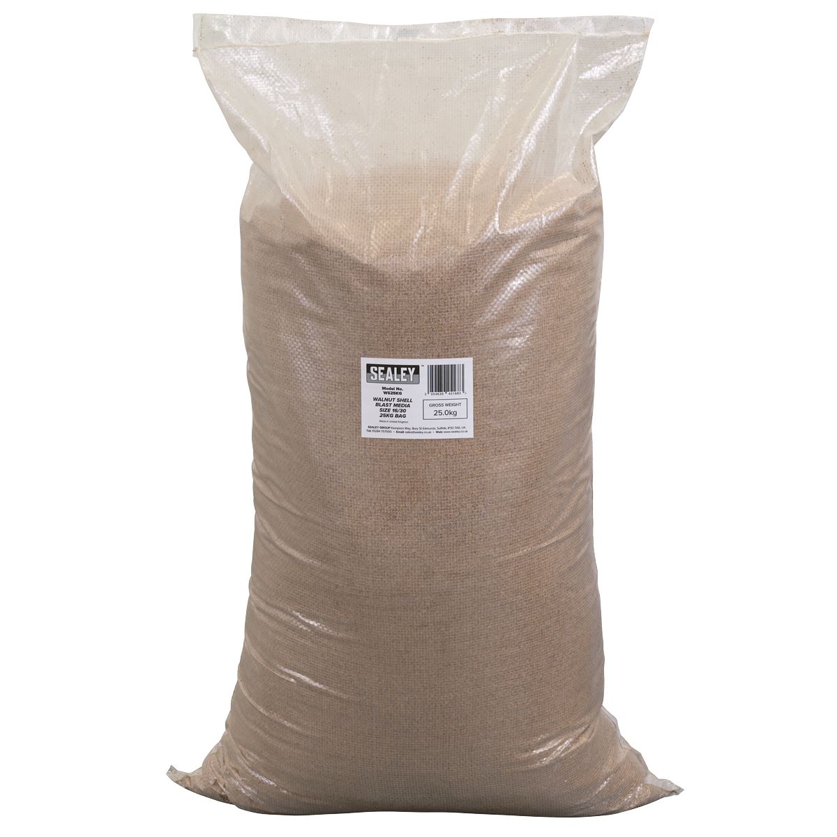 Sealey Walnut Shell Blast Media - Size 16/30 - 25kg Bag  White Rose Tools