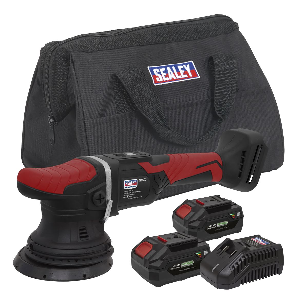 Sealey Premier Cordless Orbital Polisher Kit 20V 4Ah SV20 Series Ø125mm - 2 Batteries 