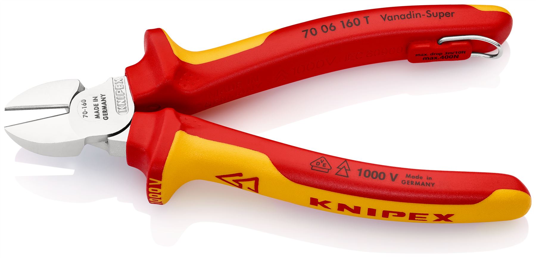 KNIPEX Diagonal Cutting Pliers Side Cutters 160mm VDE Multi Component Grips Tether Point 70 06 160 T BK