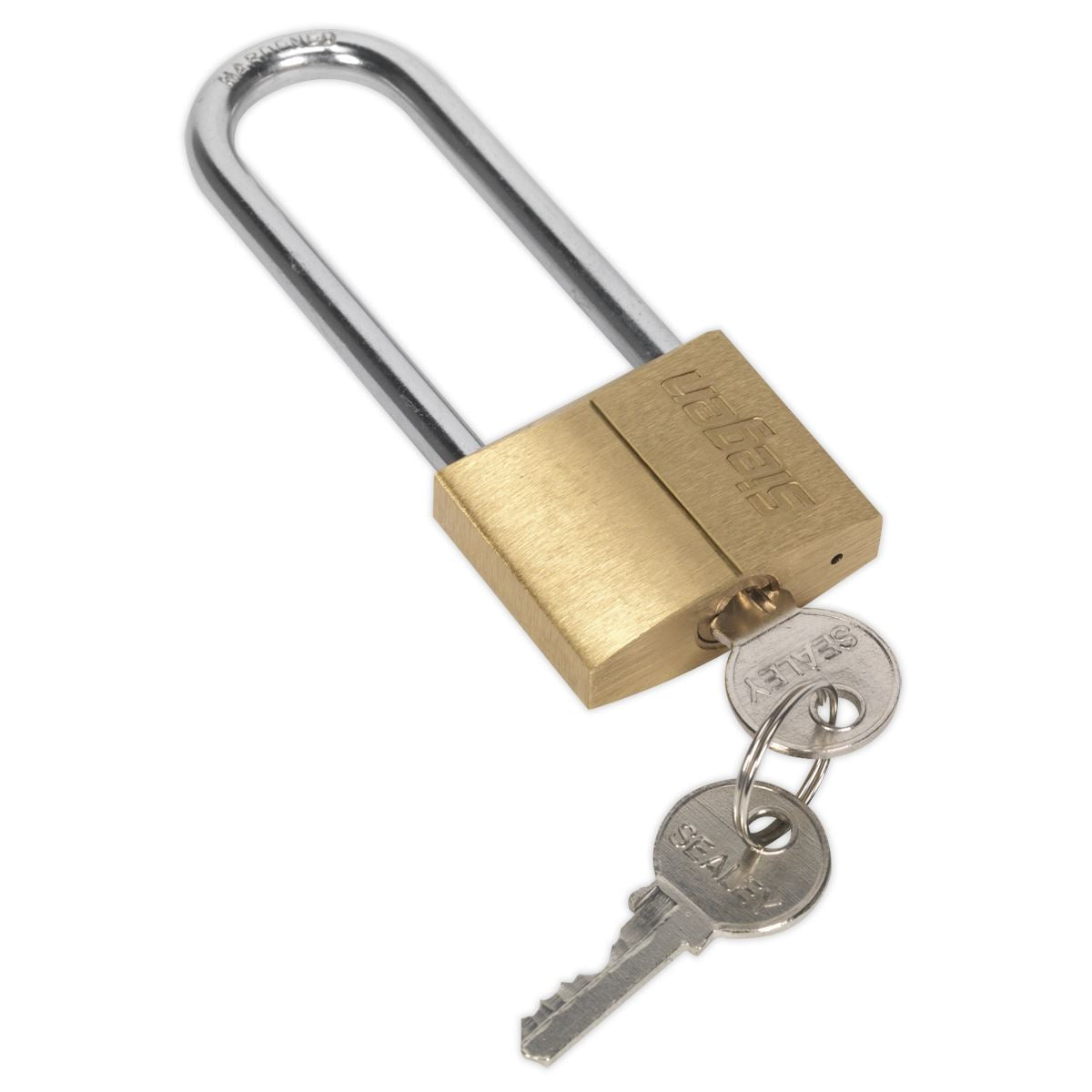 Siegen by Sealey Brass Body Padlock with Brass Cylinder Long Shackle 40mm 