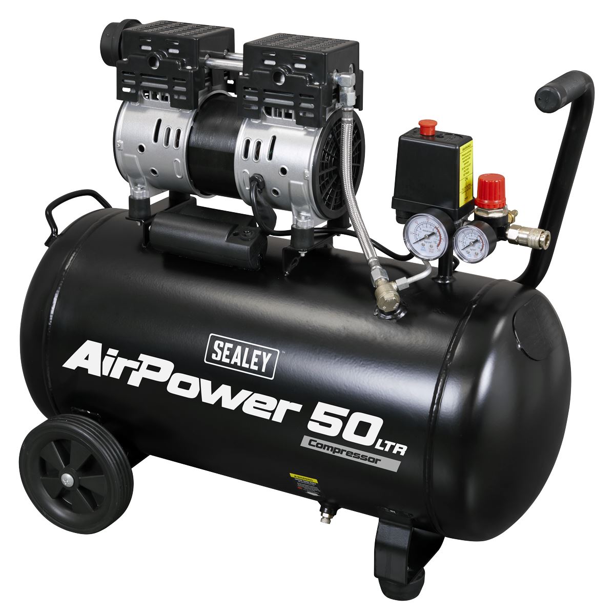 Sealey 50L Low Noise Oil Free Direct Drive Air Compressor 1hp  White Rose Tools
