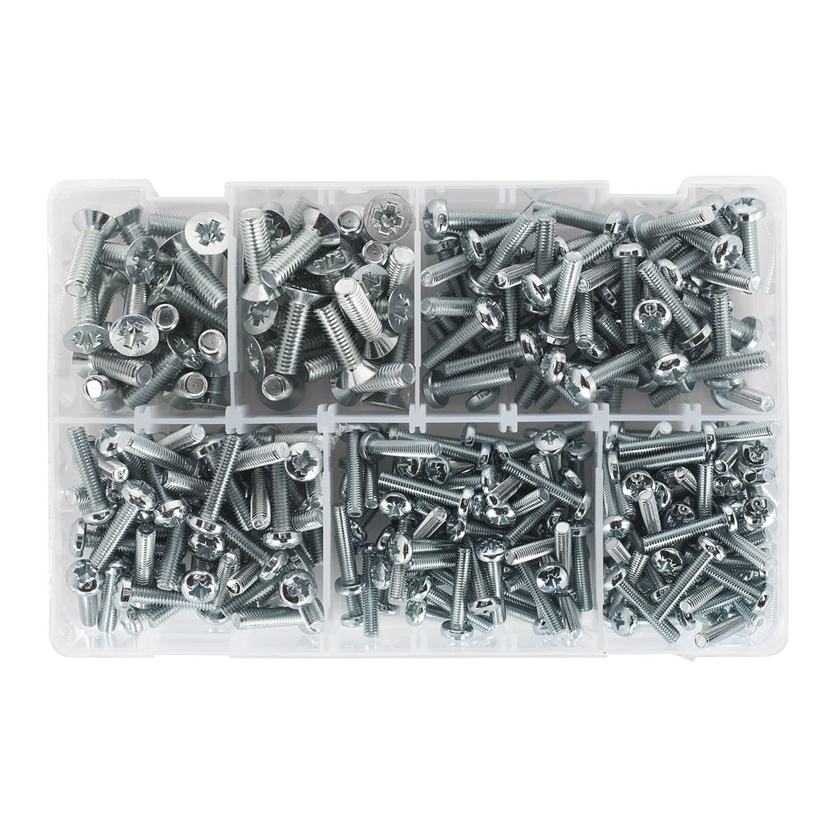 Sealey Countersunk & Pan Head Pozi Machine Screw Assortment M5-M8 264pc