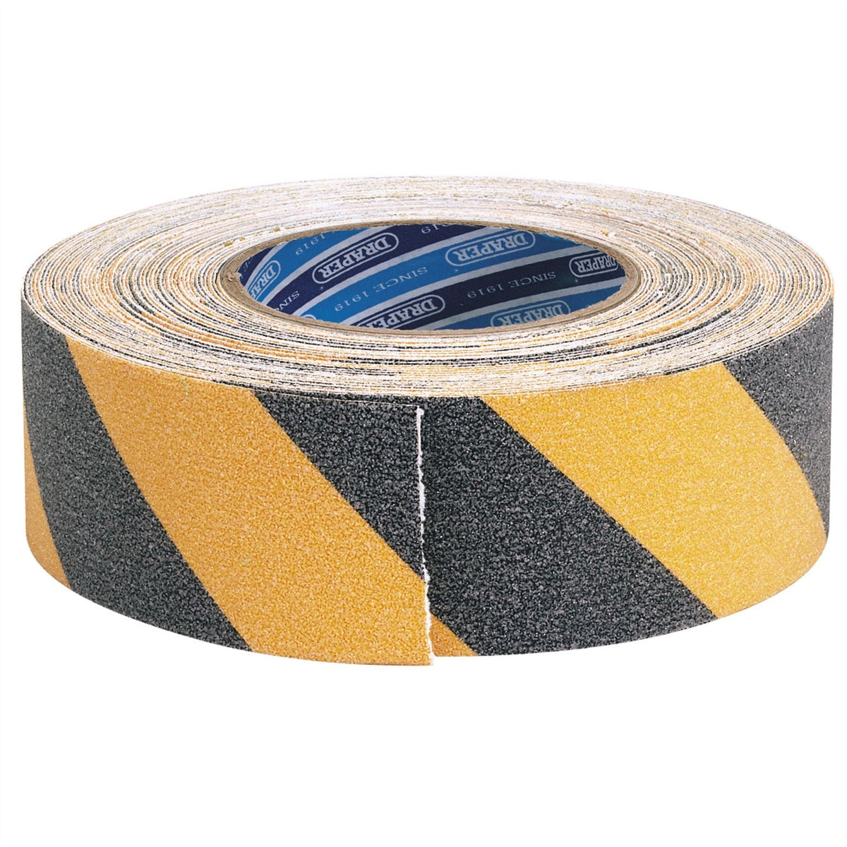 Draper Heavy Duty Safety Grip Tape Roll 18m x 50mm Black and Yellow 65440  White Rose Tools