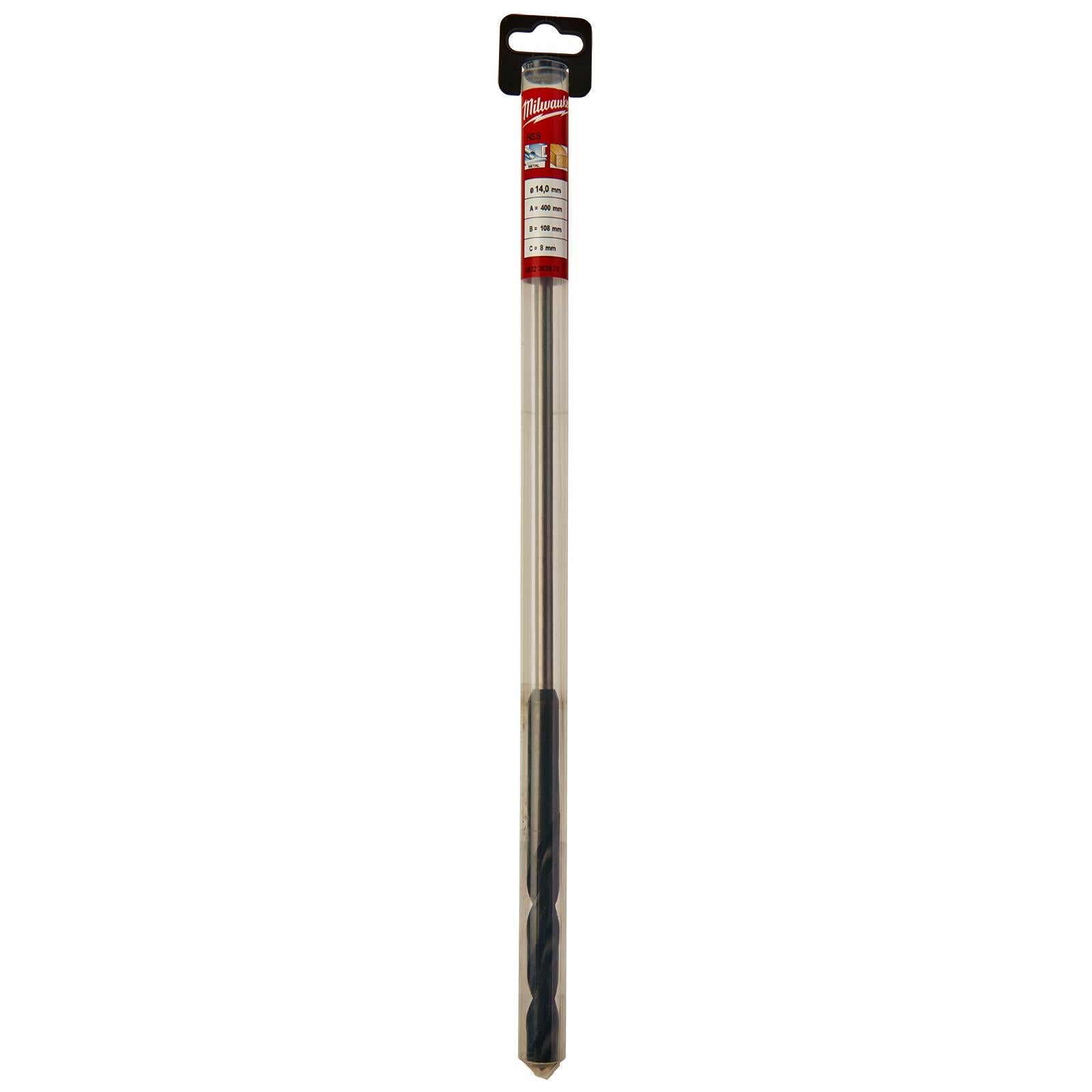 Milwaukee HSS Cable Drill Bit Wood Plasterboard Metal Channel 14 x 400mm 