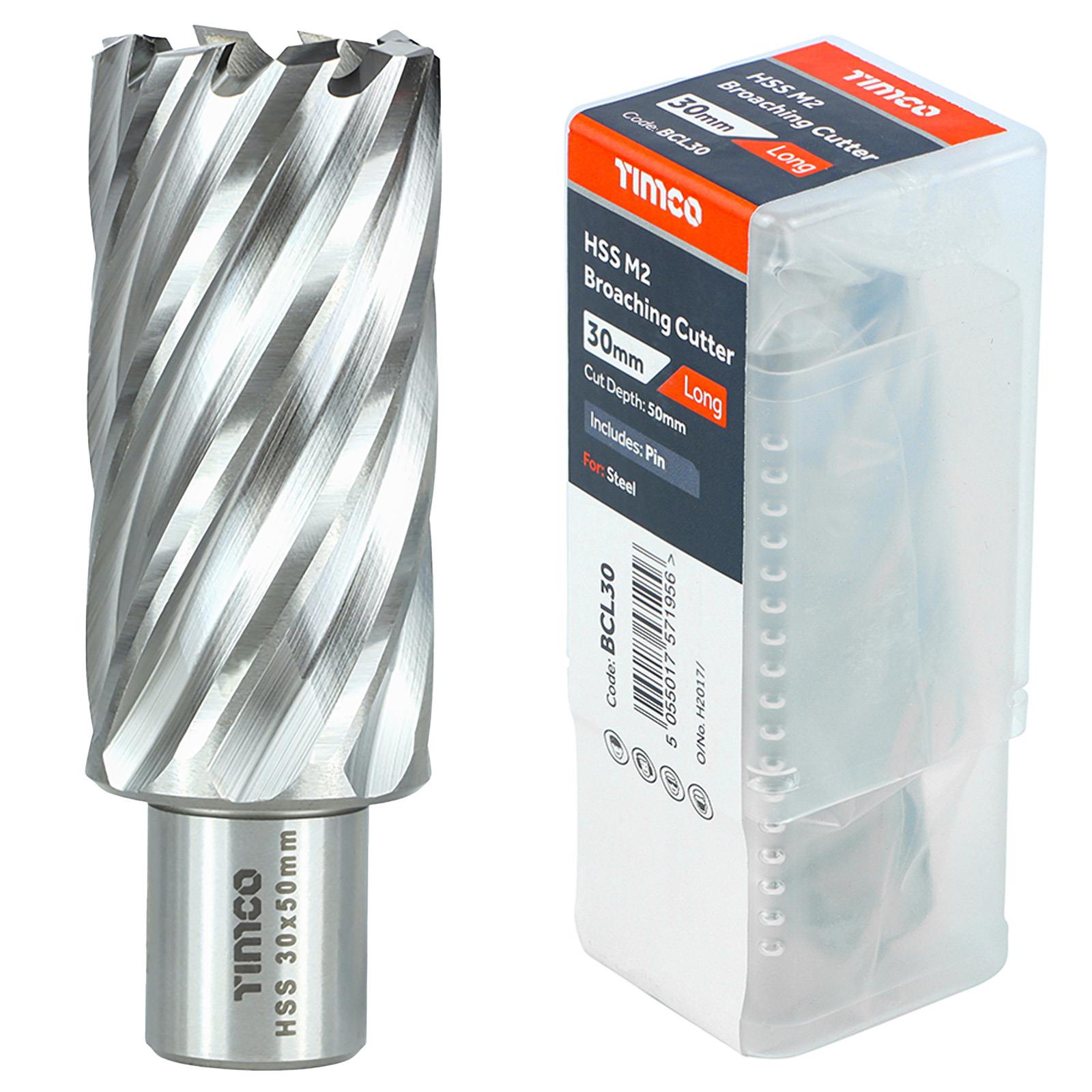 TIMCO Broaching Cutters M2 HSS Steel Mag Drill Bit and Replacement Pilot Pins - Choose Size