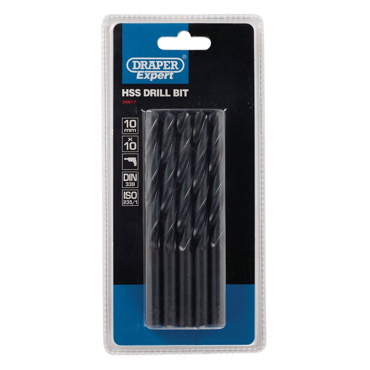 Draper Expert HSS Drill Bit 10 x 220mm (Pack of 10) 38817  White Rose Tools