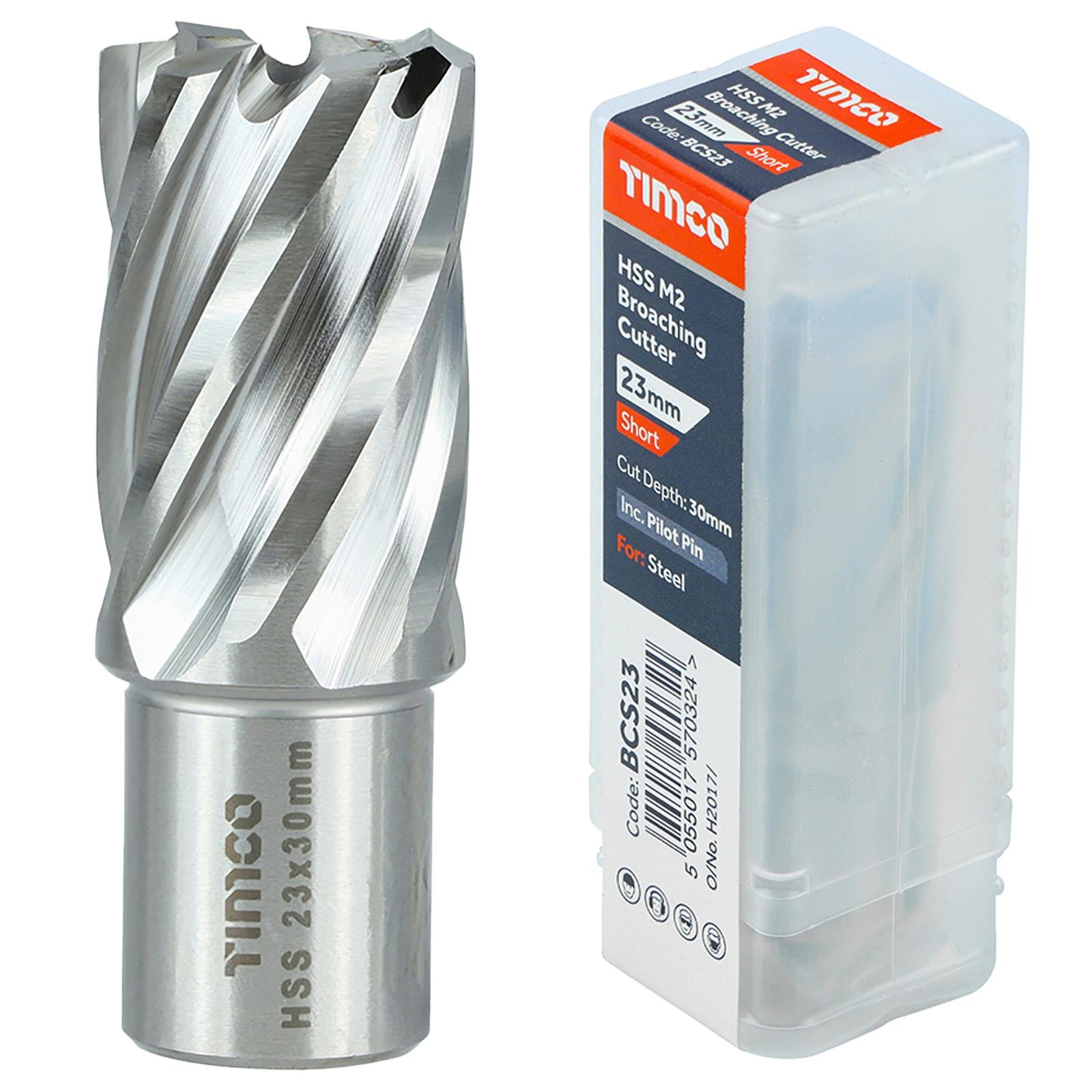 TIMCO Broaching Cutters M2 HSS Steel Mag Drill Bit and Replacement Pilot Pins - Choose Size