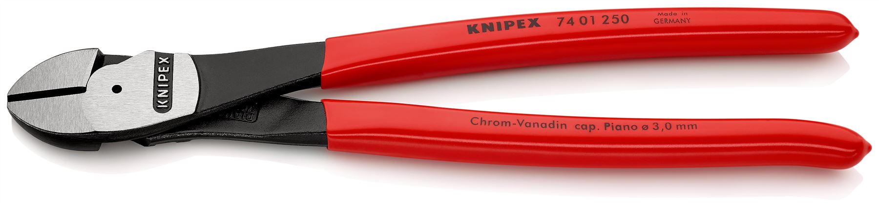 KNIPEX Diagonal Cutting Pliers High Leverage Side Cutters 250mm Plastic Coated Handles 74 01 250 SB