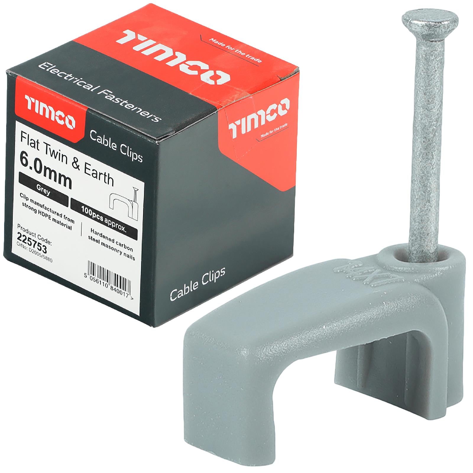 TIMCO Cable Clips Flat Twin and Earth 100 Box 1.5-10mm Choose Size