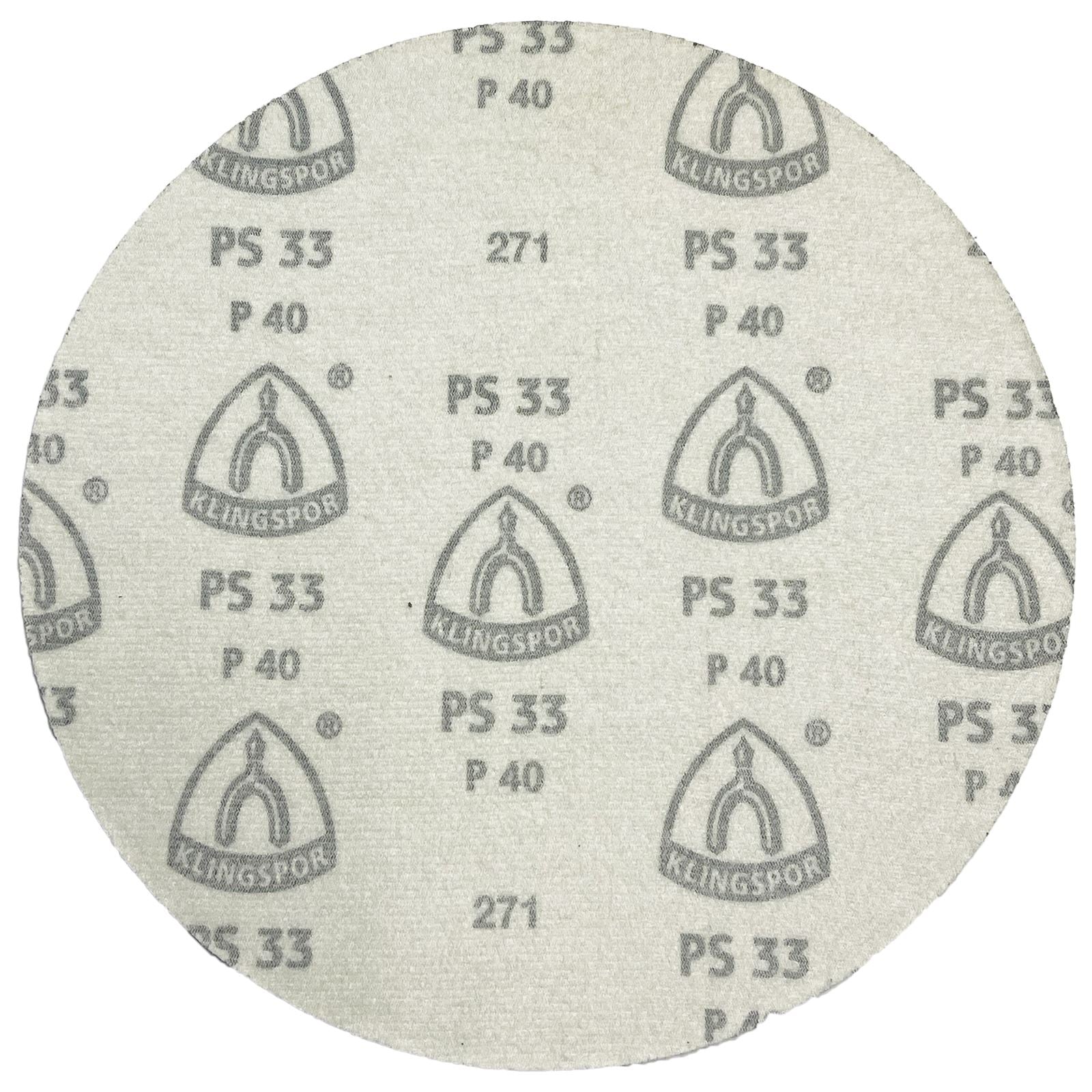 Klingspor Abrasive Sanding Discs Hook and Loop 225mm PS33CK No Hole Aluminium Oxide 40-120 Grit 