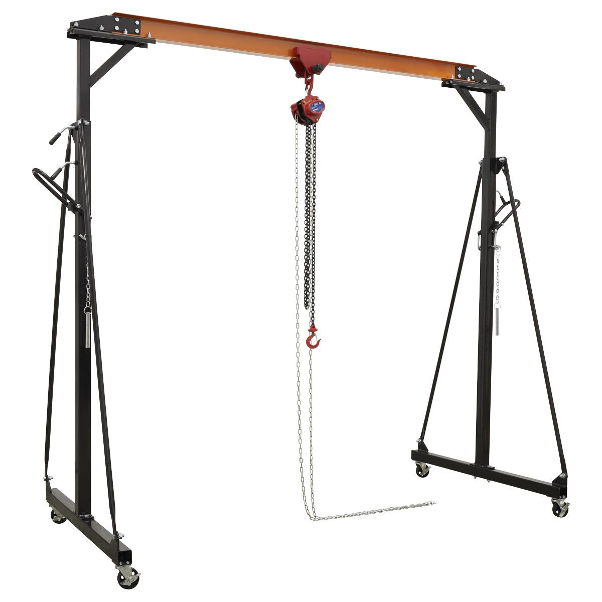 Sealey Portable Lifting Adjustable Gantry Crane 0.5 Tonne & Hoist Combo 