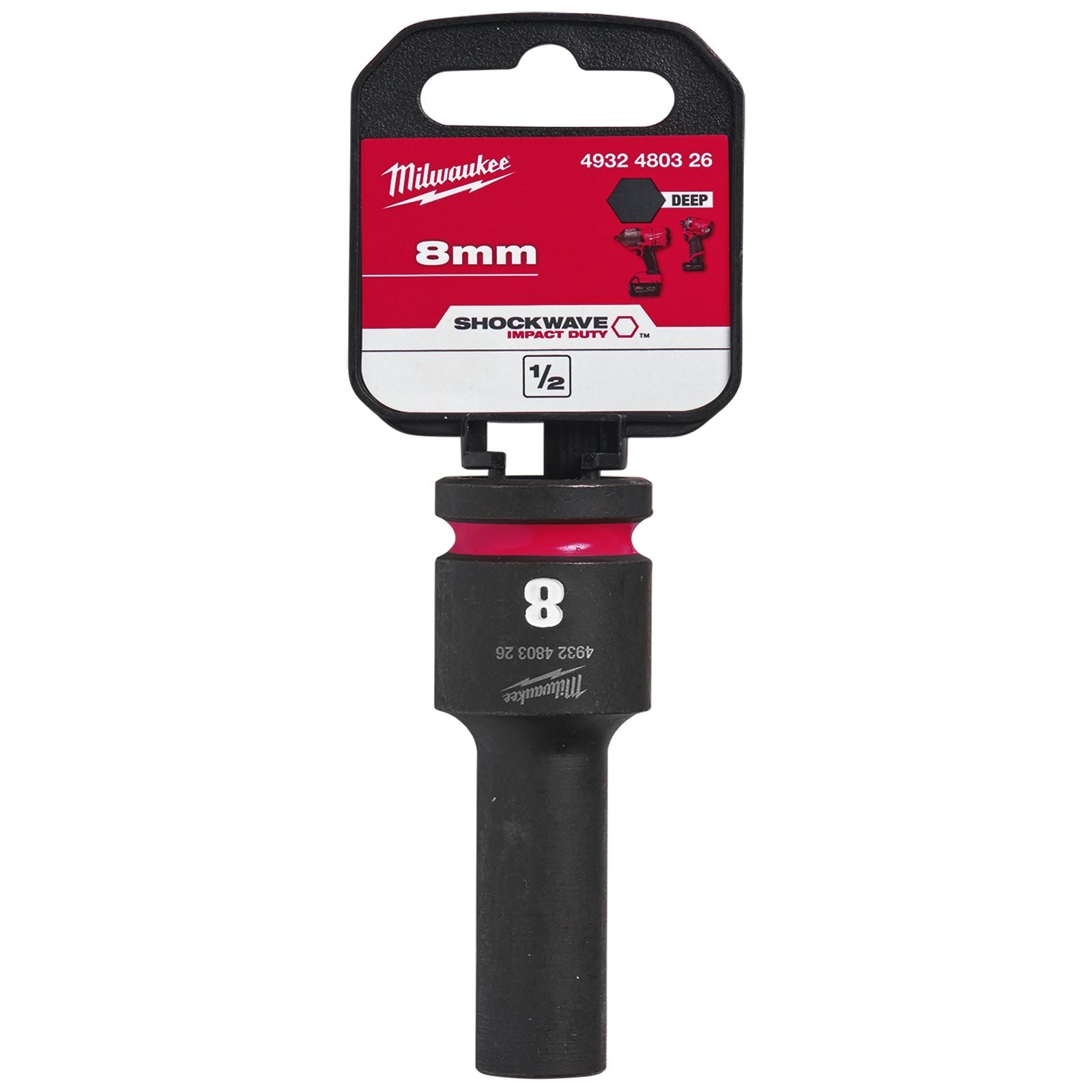 Milwaukee Impact Sockets Deep 1/2" Drive 8-36mm SHOCKWAVE Impact Duty 