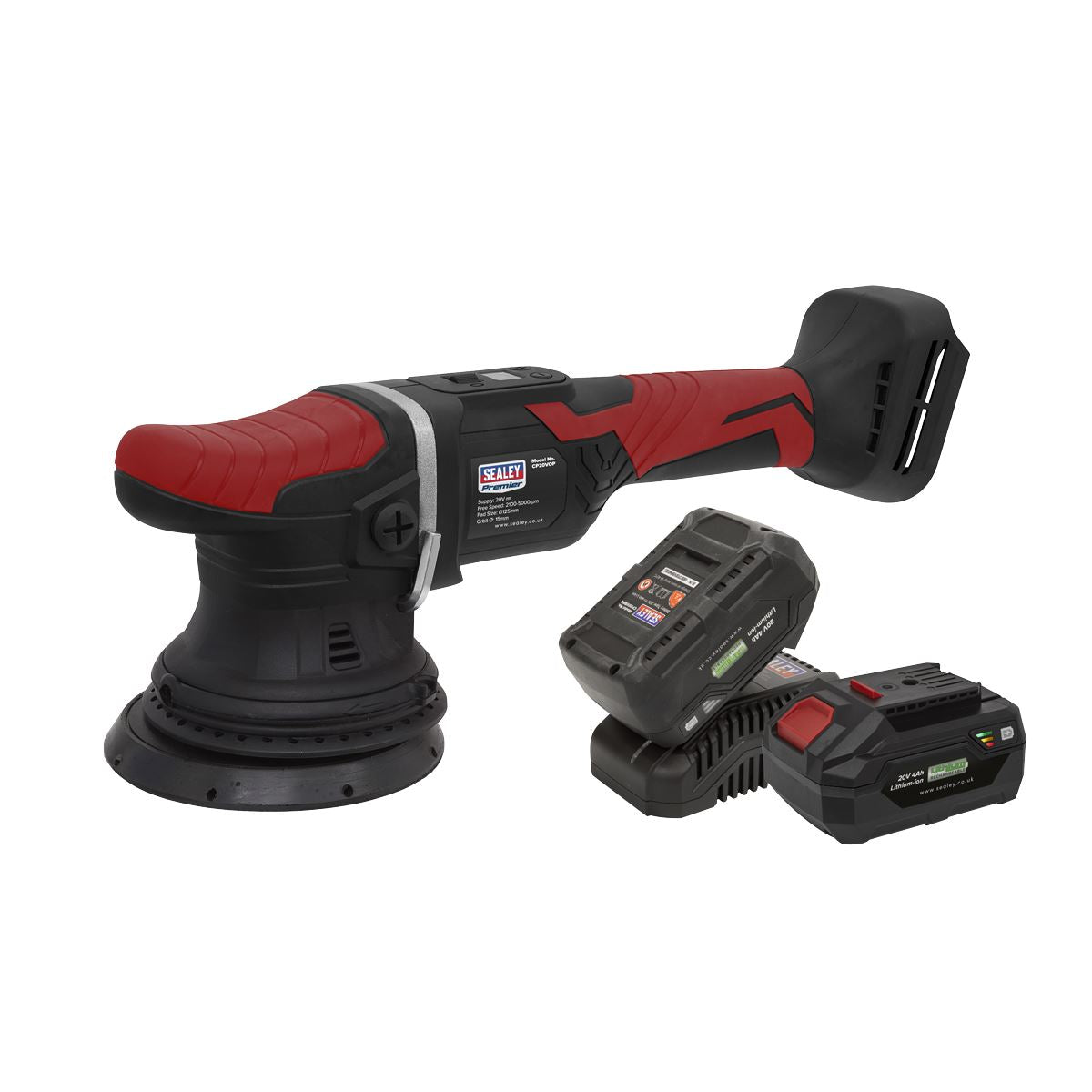 Sealey Premier Cordless Orbital Polisher Kit 20V 4Ah SV20 Series Ø125mm - 2 Batteries 