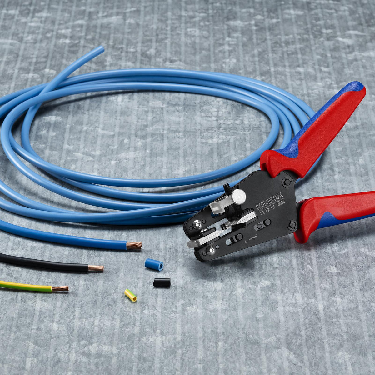 KNIPEX wire stripping tool with multi-component grips