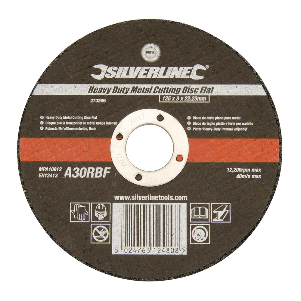 Silverline Heavy Duty Flat Metal Cutting Disc 125 x 3 x 22.23mm 