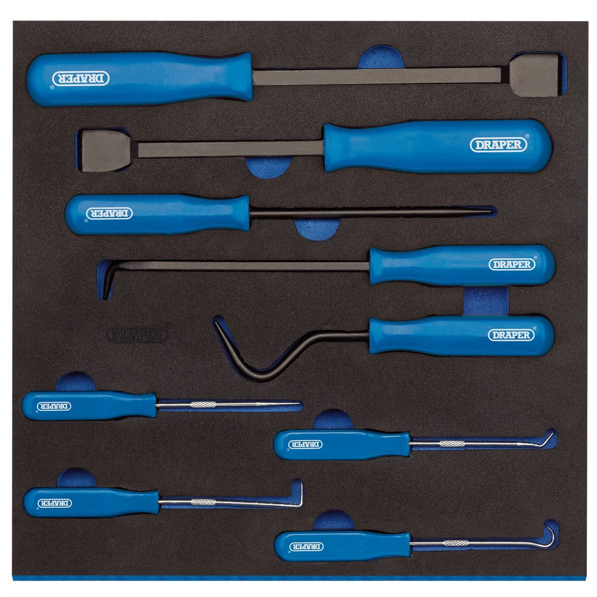 Draper Scraper Hook and Pick Set in 1/2 Drawer EVA Insert Tray (9 Piece) 63500  White Rose Tools