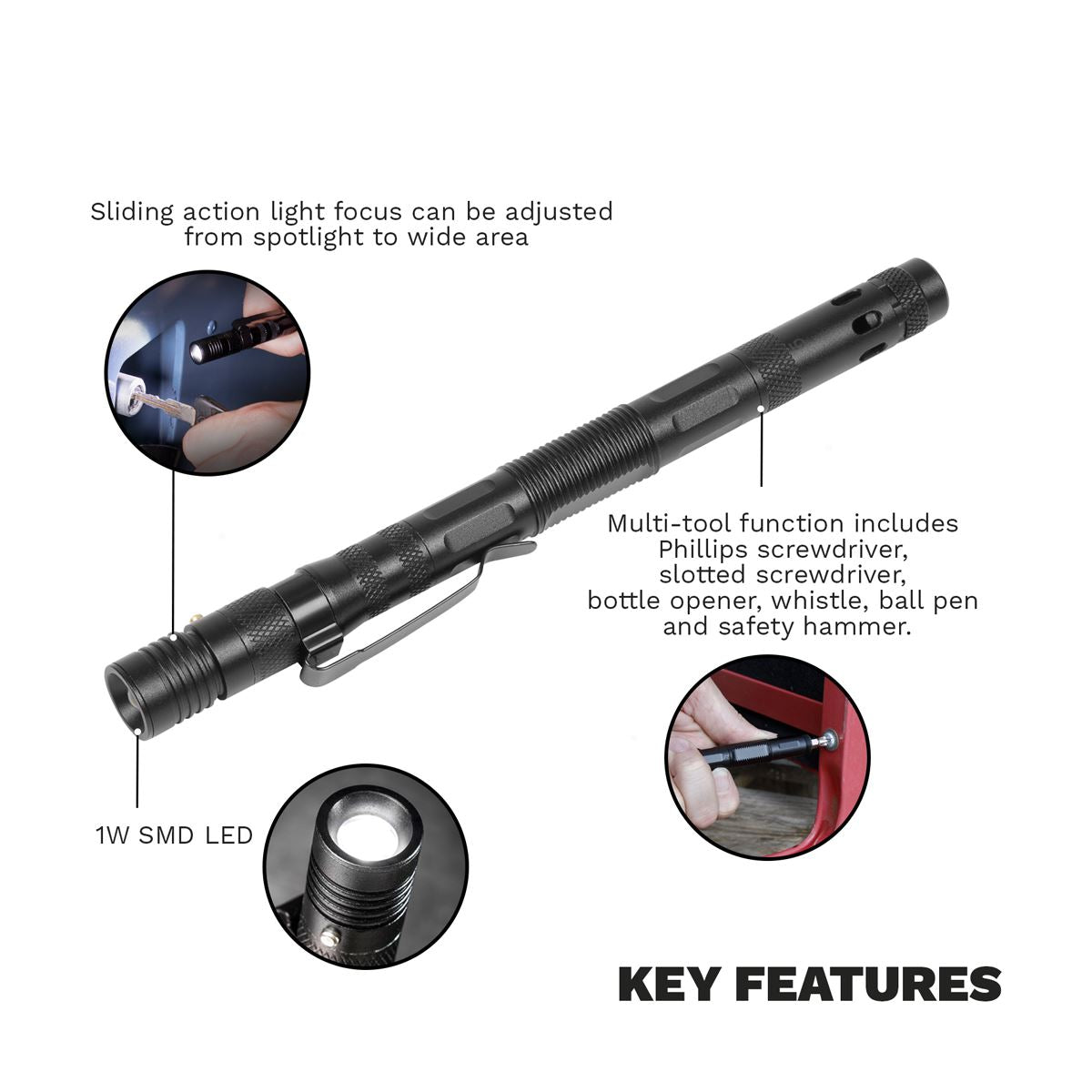 Sealey 9-in-1 Multi-Tool 1W SMD LED Penlight 