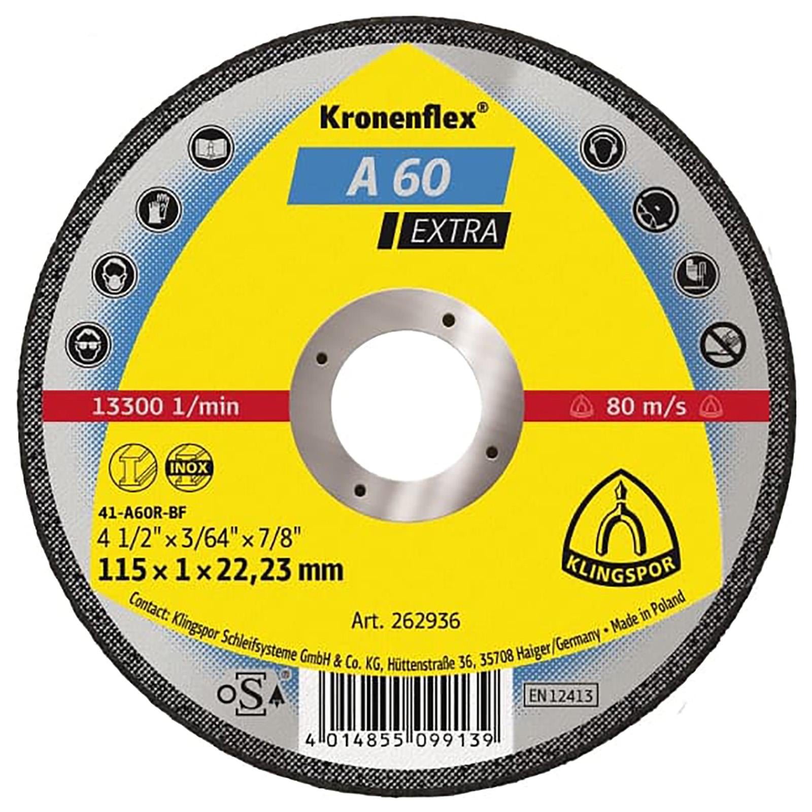 Klingspor Cutting Slitting Discs Stainless Steel Metal 115mm x 1mm A60 Extra Angle Grinder Blade - Choose Pack Size