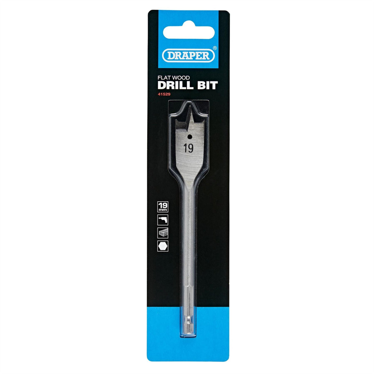 Draper Flat Wood Drill Bit 19 x 152mm 41529  White Rose Tools
