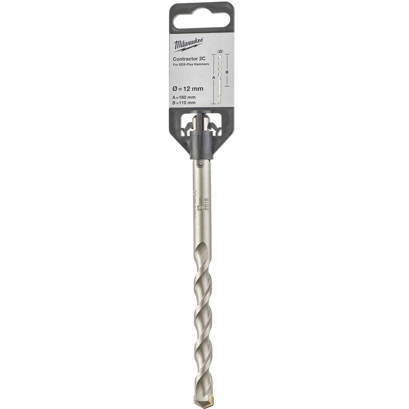 Milwaukee SDS Plus Contractor Hammer Drill Bits 2 Cut 