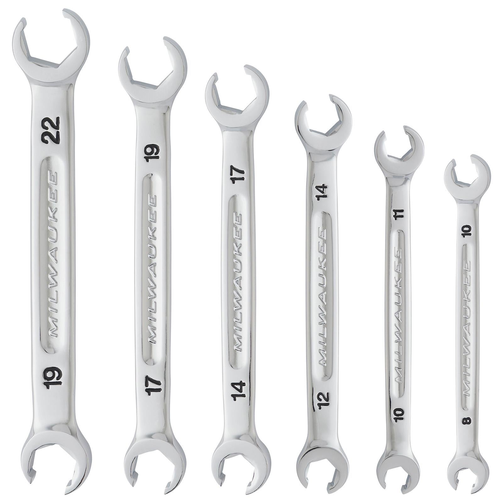 Milwaukee Flare Nut Brake Pipe Spanner Set 6 Piece Metric 8-22mm