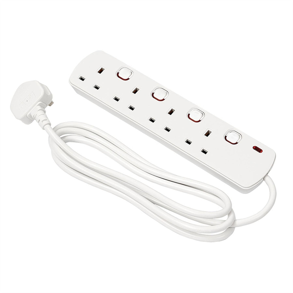 Draper 4 Way White Switch Protected Extension Lead 2m 30915  White Rose Tools