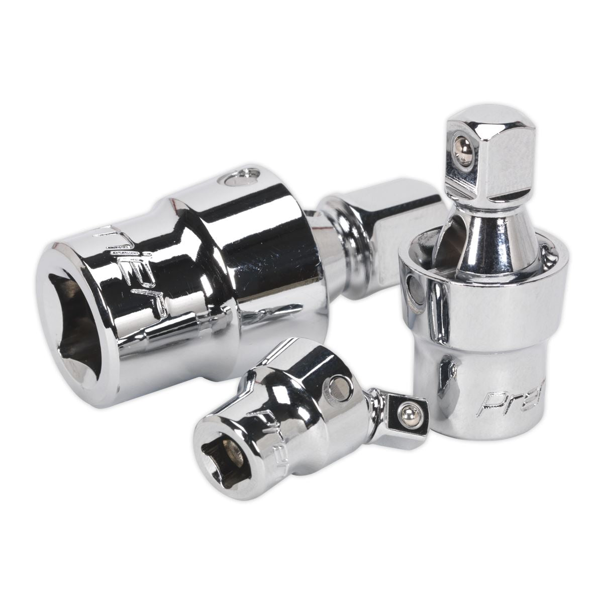Sealey Premier 3 Piece Universal Joint Set 1/4" 3/8" and 1/2" Drive Set Coupler