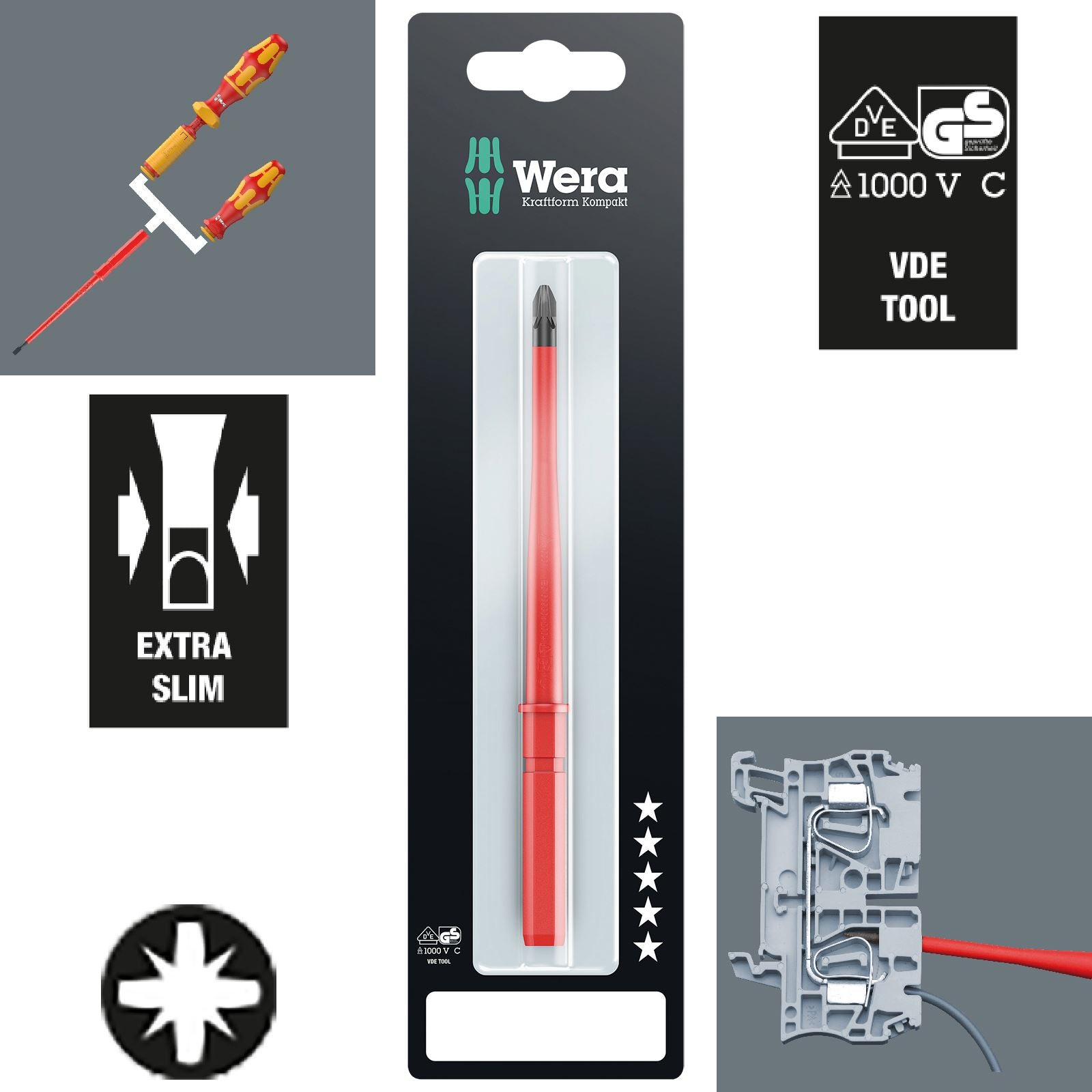 Wera Interchangeable Screwdriver Blade VDE Kraftform Kompakt Individual Phillips Pozi Slotted Torx Hex 