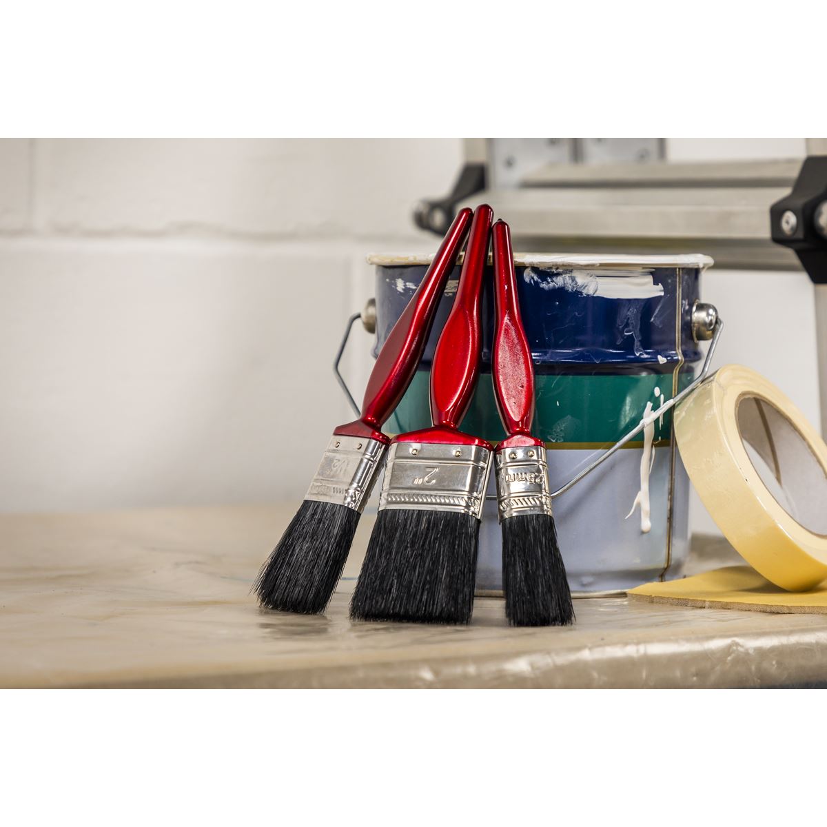 Sealey Pure Bristle Paint Brush Set 3pc
