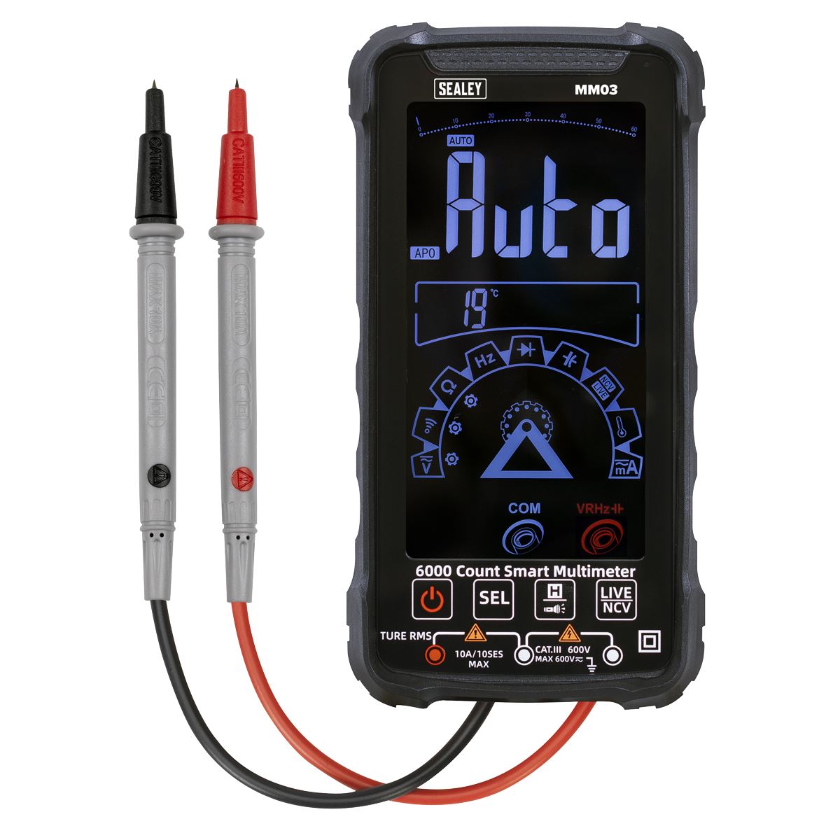 Sealey Touchscreen Rechargeable Auto-Ranging Digital Smart Multimeter 10-Function