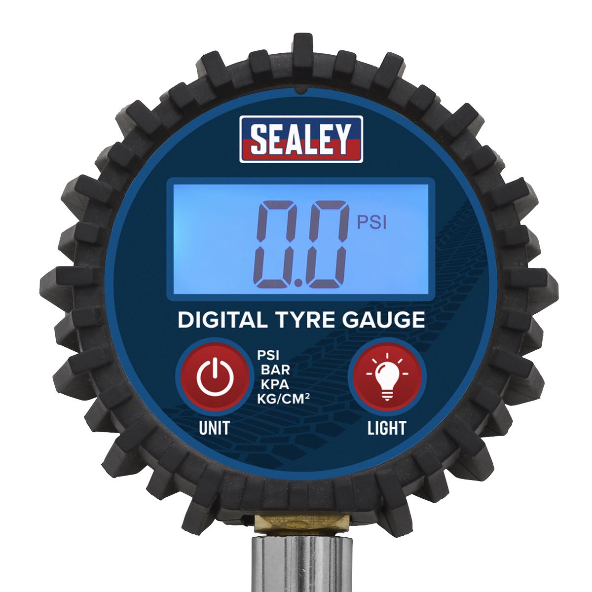 Sealey Digital Tyre Pressure Gauge with Twin Push-On Connector 