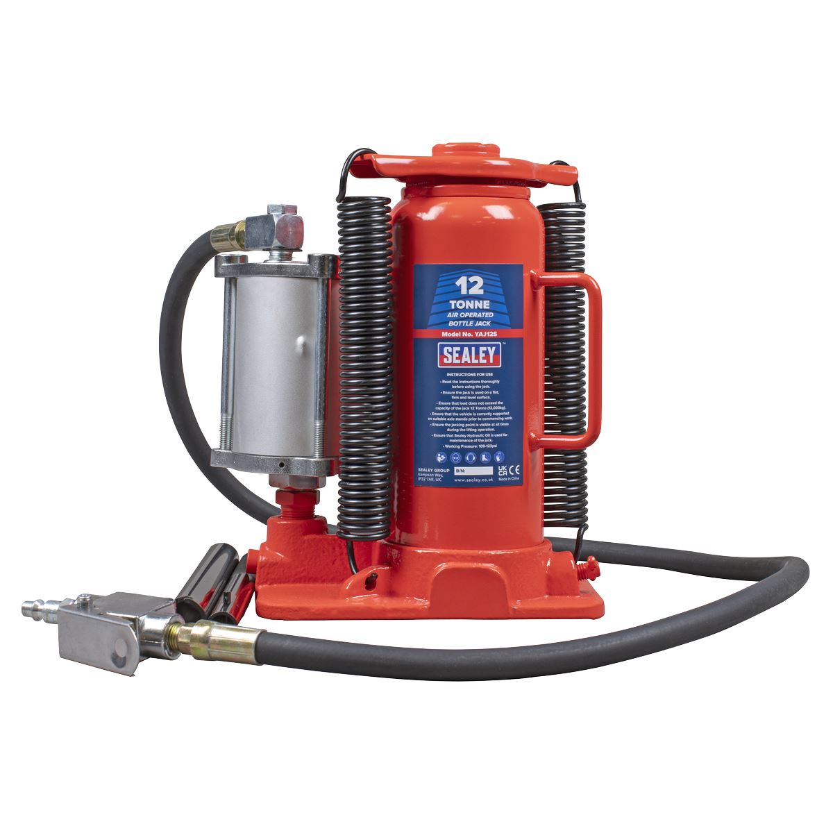 Sealey Air Operated Hydraulic Bottle Jack 12 Tonne  White Rose Tools