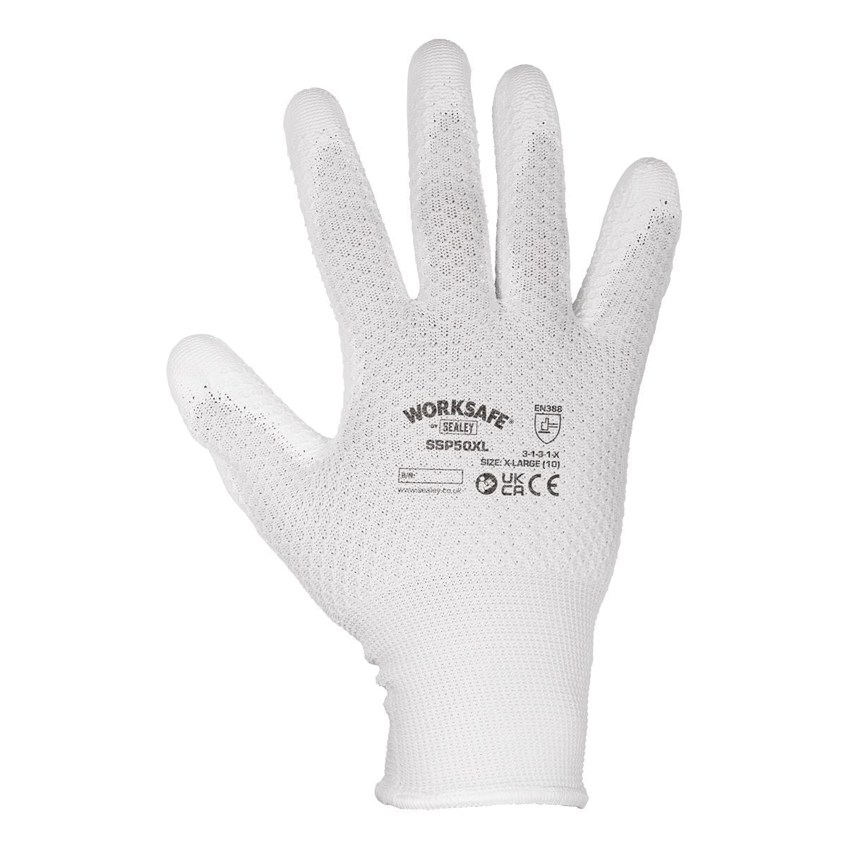 Worksafe by Sealey White Precision Grip Gloves X-Large- Pair