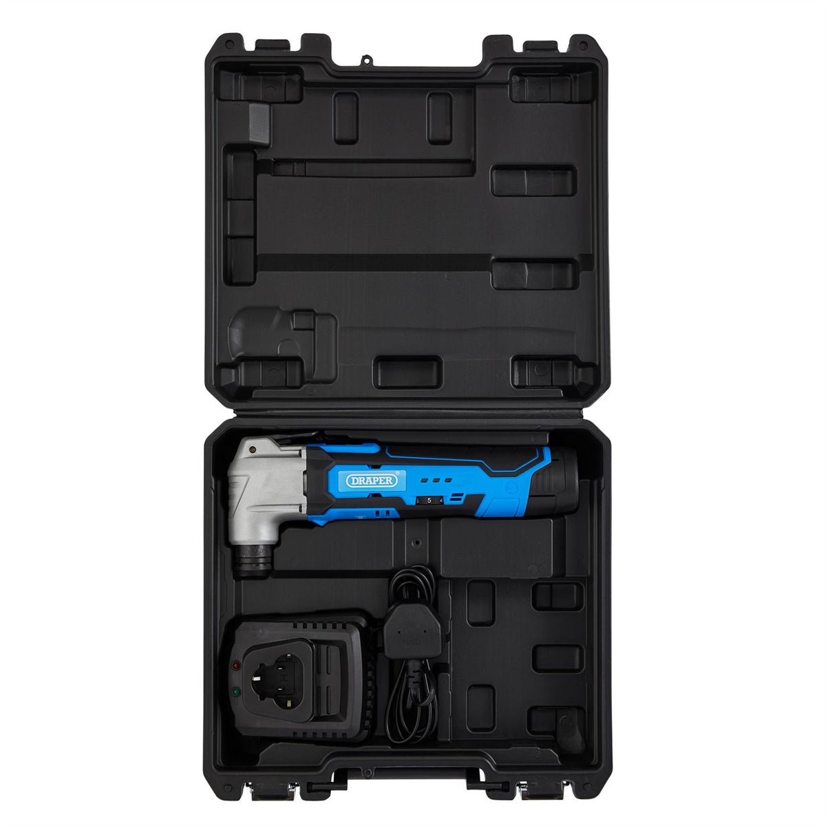 Draper 12V Oscillating Multi-Tool (33 Piece) 1 x Battery 1.5Ah 1 x Fast Charger 19392  White Rose Tools