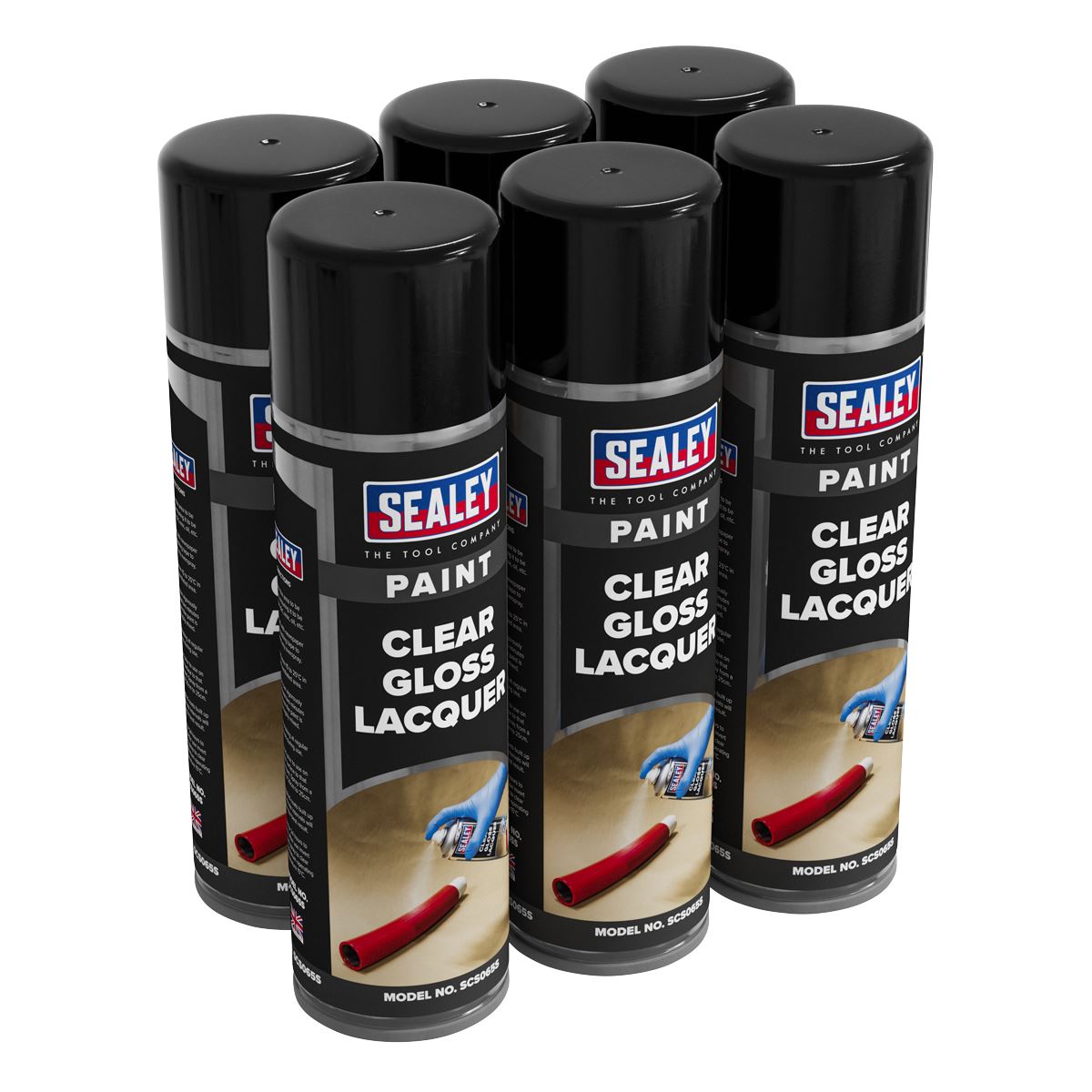 Sealey Gloss Lacquer 500ml, Clear - Pack of 6