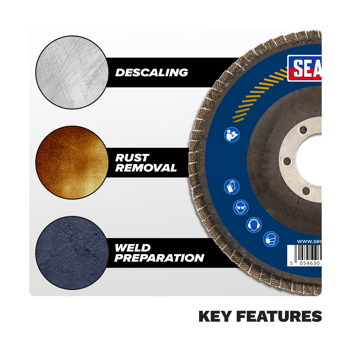 Sealey Flap Disc Aluminium Oxide Ø100mm Ø16mm Bore 120Grit