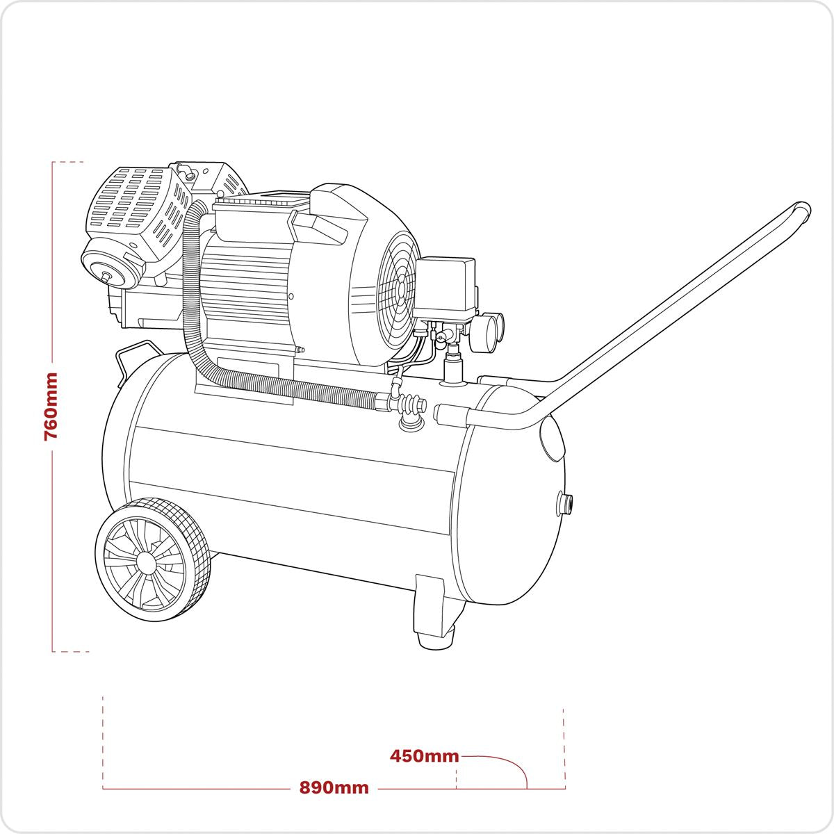 Sealey 100L V-Twin Direct Drive Air Compressor 3hp