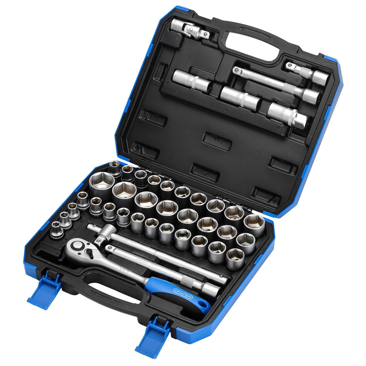 Draper Combined MM/AF Socket Set 1/2" Sq. Dr. (41 Piece) 82136  White Rose Tools