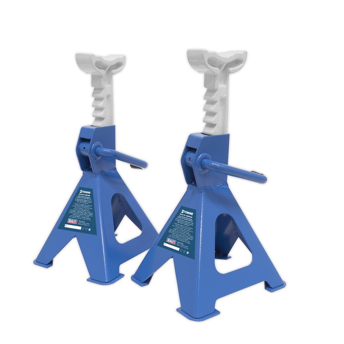 Sealey Ratchet Type Axle Stands (Pair) 2 Tonne Capacity per Stand - Blue 
